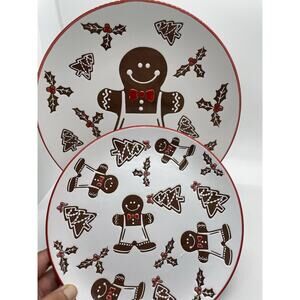 Eli + Ana Christmas GINGERBREAD COOKIES Ceramic Dinner And Salad Plate - NEW